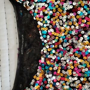 Boston Proper cold shoulder sequin top